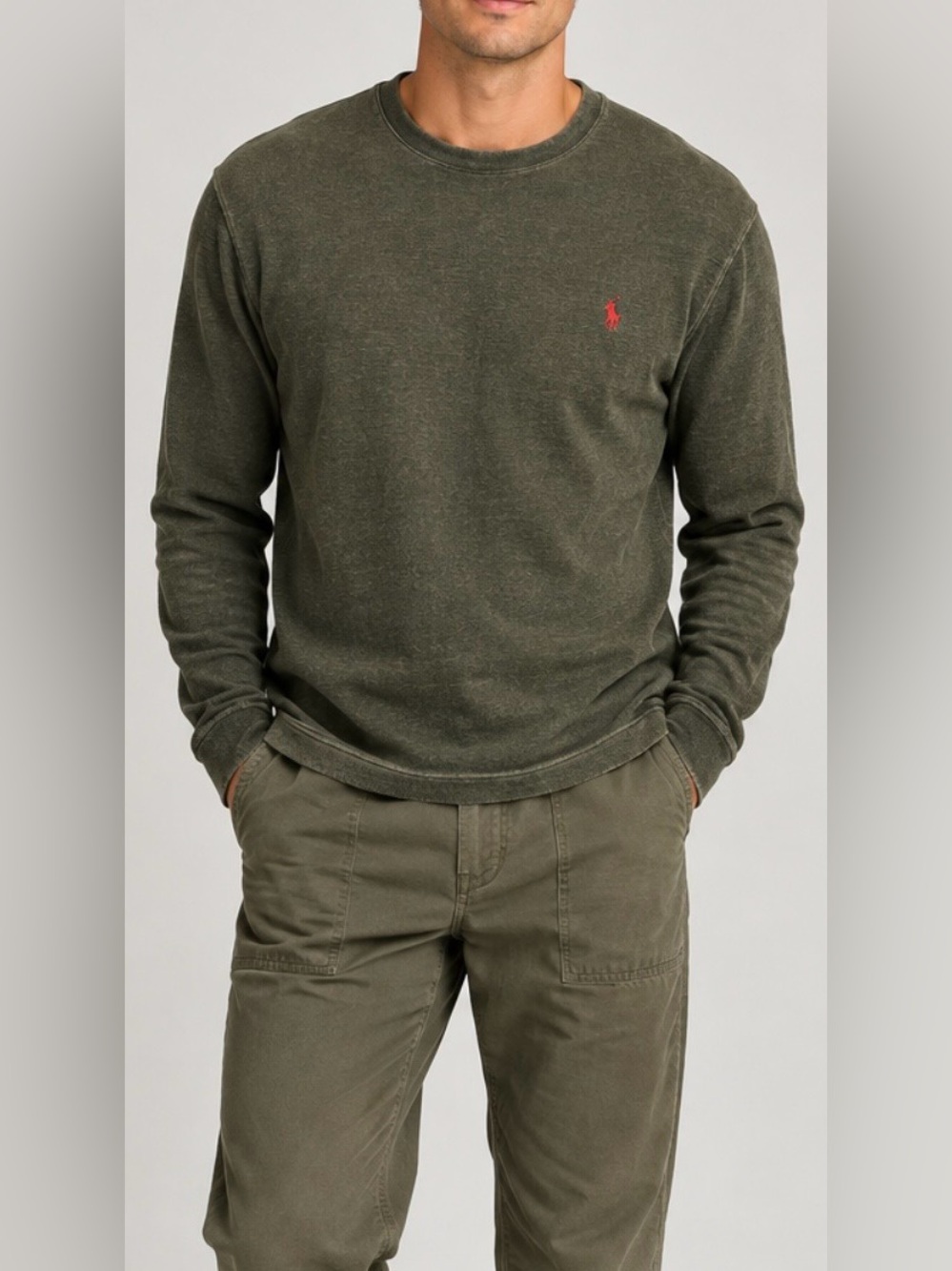 Polo by Ralph Lauren Olive Crewneck Sweater with Red  Pony Size XL